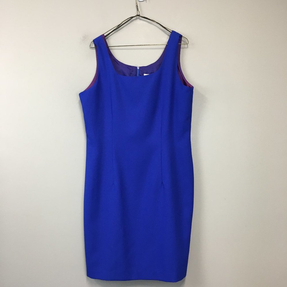 Jeffrey&Dara Blue Sleeveless Back Zip Shift Dress